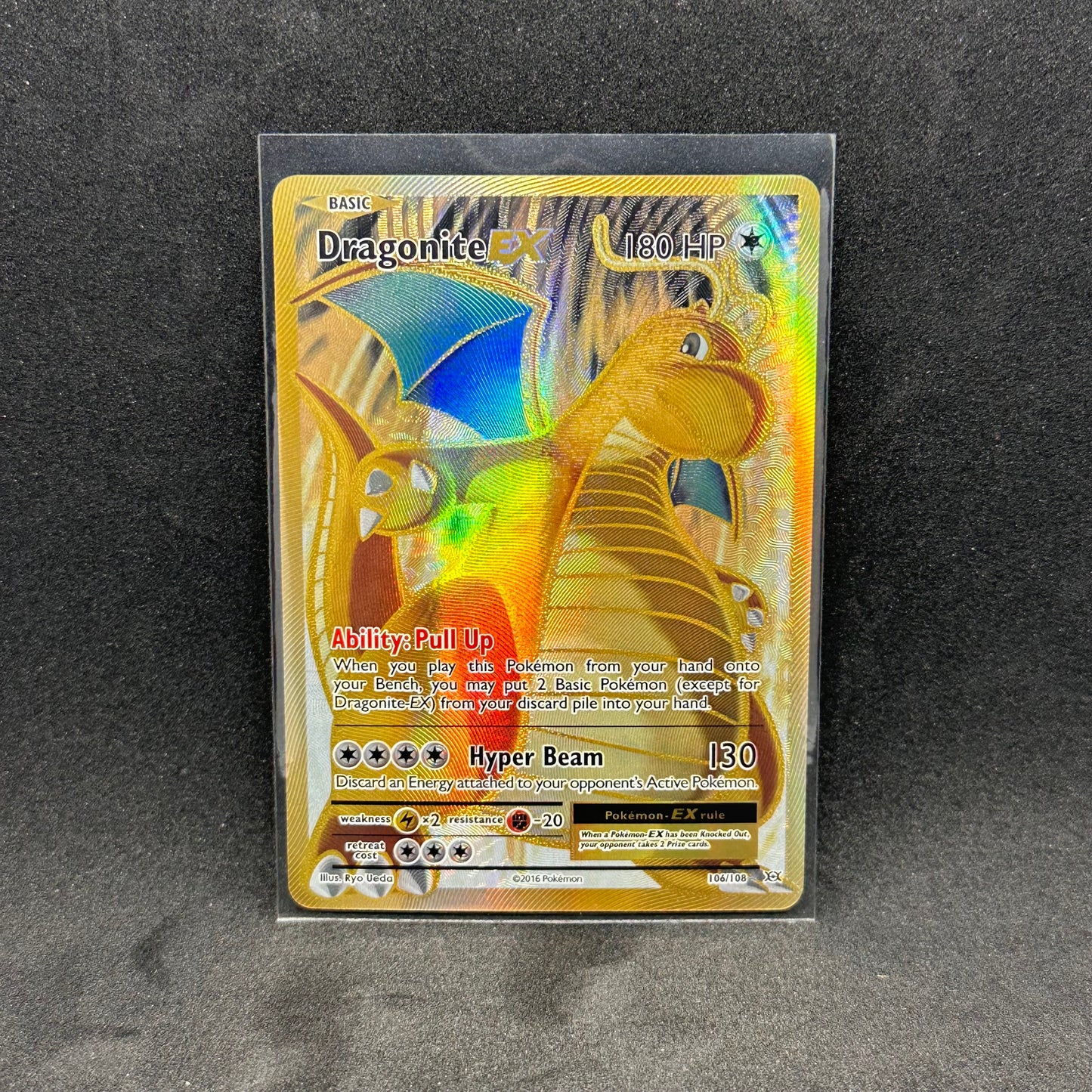 2016 DRAGONITE EX 106/108 Pokemon XY Evolutions Full Art Ultra Rare Gold 💎