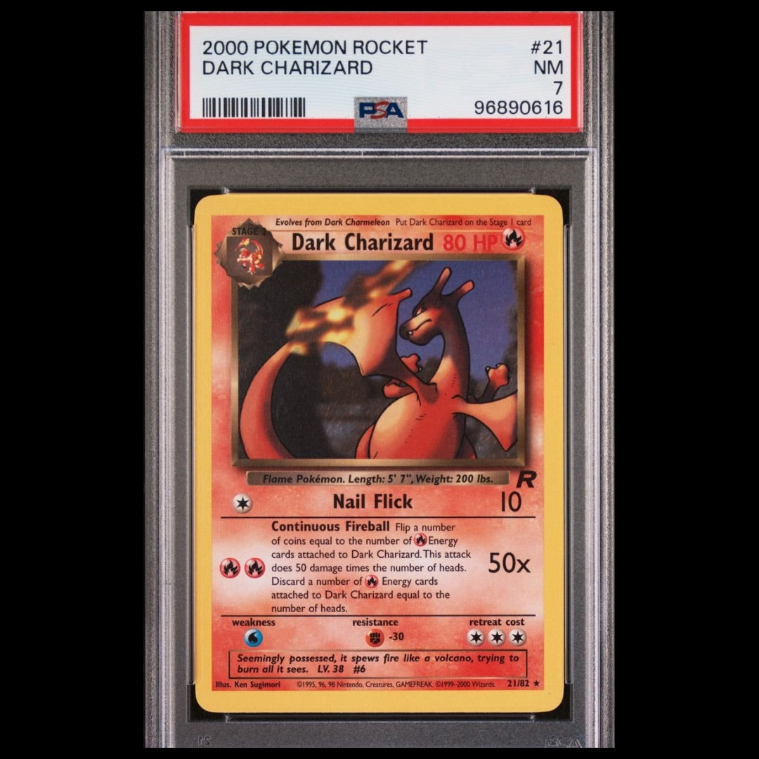 Dark Charizard 2000 Pokemon Rocket WOTC 21/82 Non-Holo PSA 7